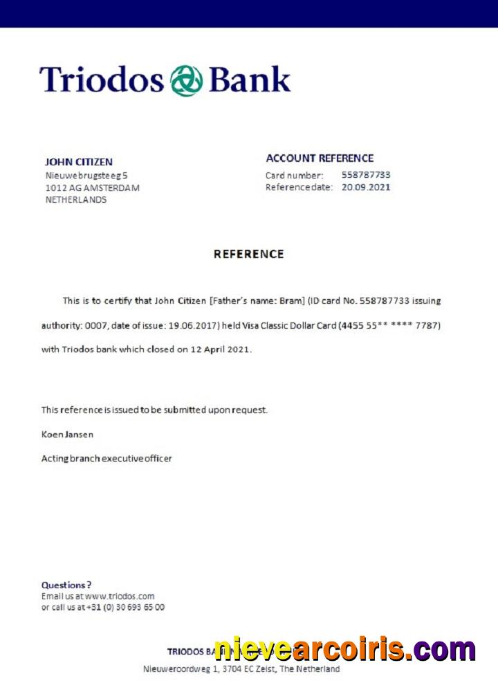 Netherlands Triodos bank closure reference